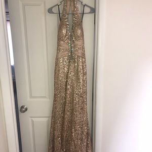 Camille gold sequence dress with halter top
